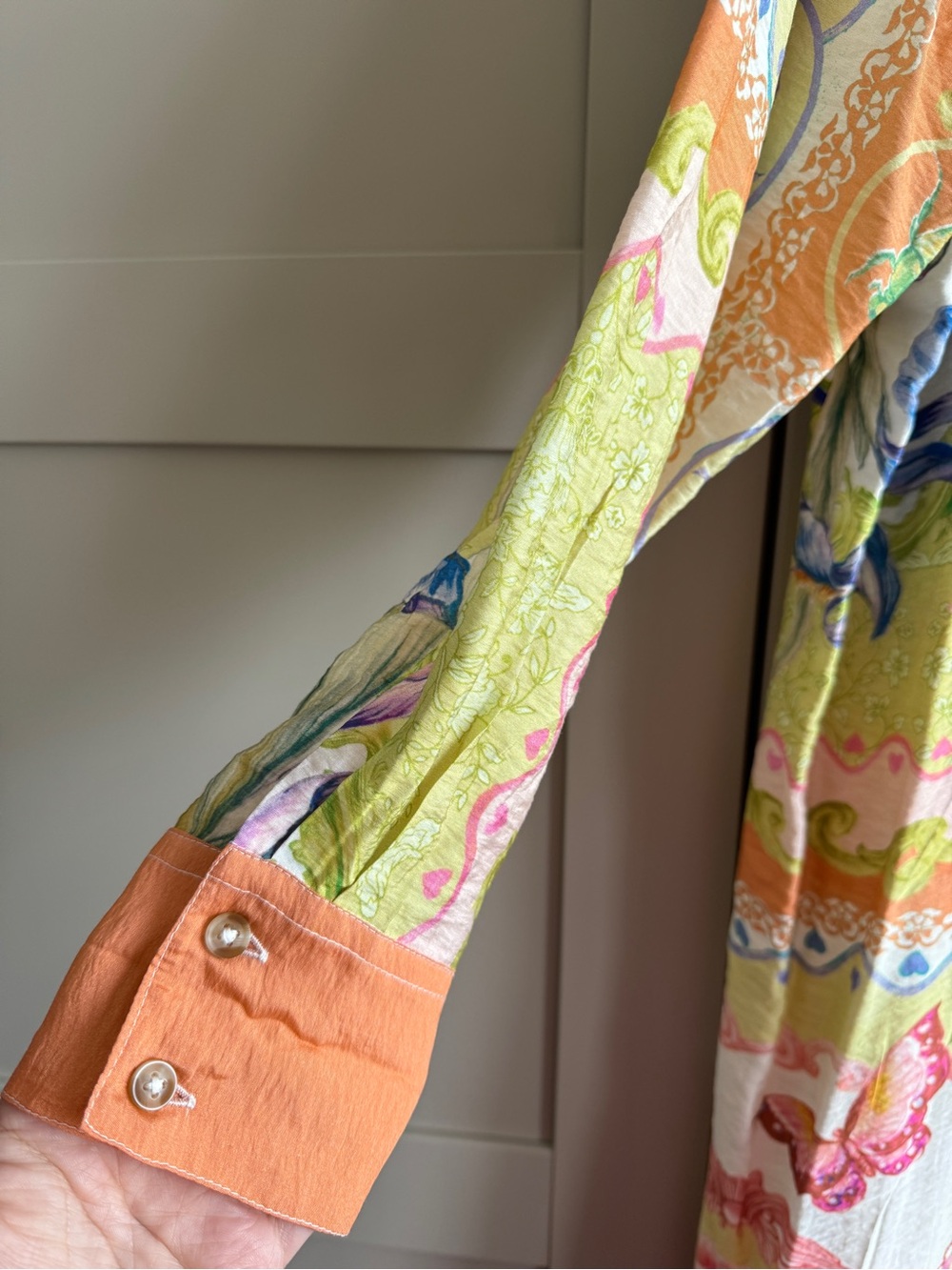 Celandine Long-Sleeve Sheer Maxi Shirt Dress Anthropologie Spring Summer Print 🐞 - Picture 2 of 8